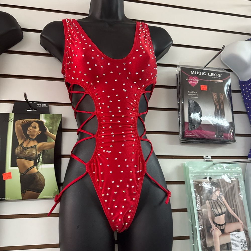 Red Studded Bodysuit